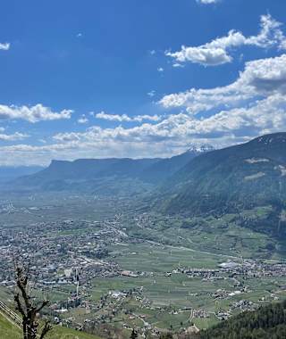 Blick auf Meran von den Hochmuth-Höfen aus