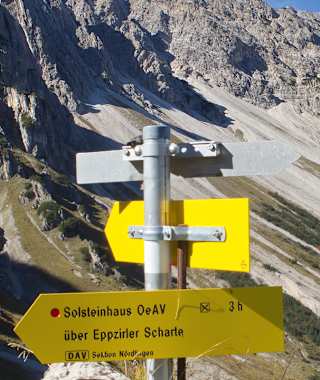 Wegweiser Nördlinger Hütte - Sollsteinhaus
