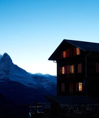 Abendstimmung in der Fluhalp Hütte