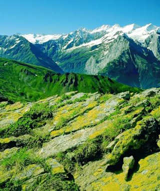 Ausblick vom Glogghüs zur Wetterhorngruppe