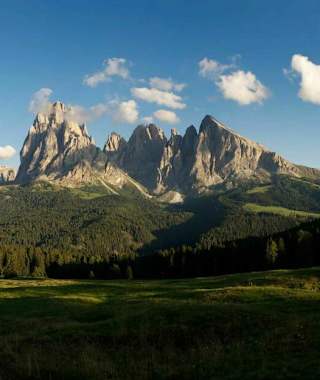 Panorama auf die Seiser-Alm und die Langkofelgruppe