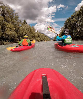 Mit dem Kajak auf dem Lech unterwegs