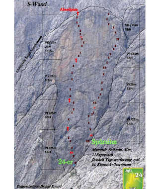 Topo Touren „24er“ und „Spürsinn“ an der Südwand der Kleinen Laserzwand