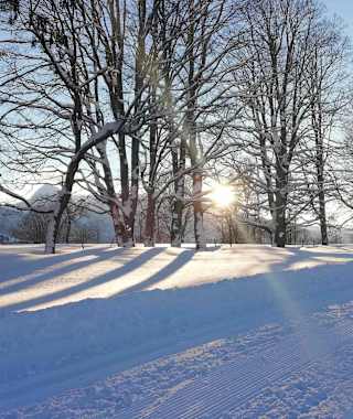 Auf der Sonnenloipe geht es einmal rund um den Ort Ramsau