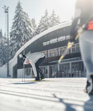 Start bei der Langlaufarena Toblach