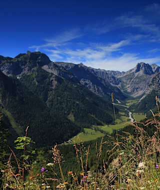 Das Falzthurntal im Naturpark Karwendel - hinten rechts das Sonnjoch.