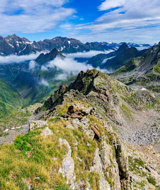 Blick von der Michseescharte auf die Spronserseen