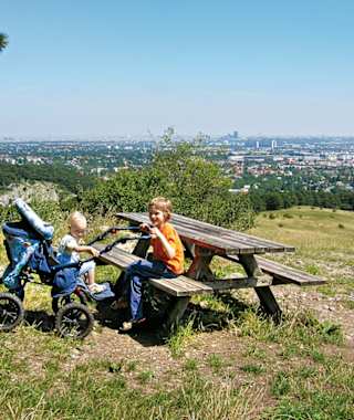 Ein Rastplatz mit Blick über Wien.