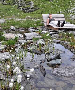 Rast am Alpinstrand des Lamnitzsees.