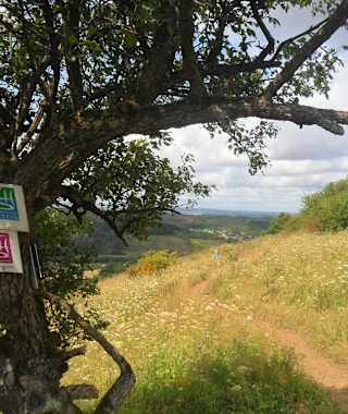 Aussicht ins Dreiländereck mit Beschilderung