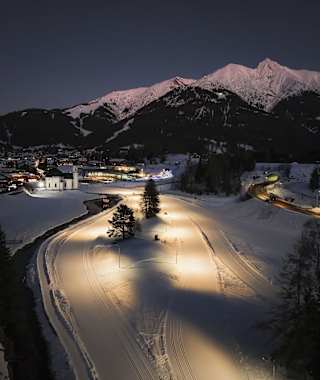 Seefeld Nachtloipe A7 mit Seekirchl und Reither Spitze