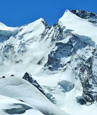 Das Monte Rosa-Massiv: Ganz links im Bild die Signalkuppe mit der Margheritahütte