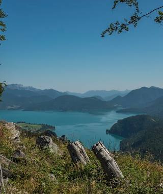 Sehr schöner Blick vom Wanderweg auf den Simetsberg zum Walchensee