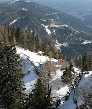 Blick von oben auf die Pollereshütte