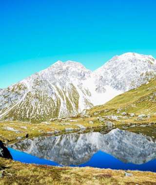 Essersee mit Stierkarkopf, Wildkarhöhe und Rothron (von links)