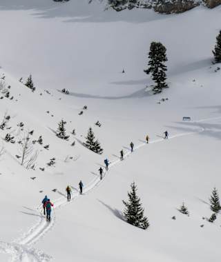 Teilstück des Ortovox Tourenlehrpfades am Rofan