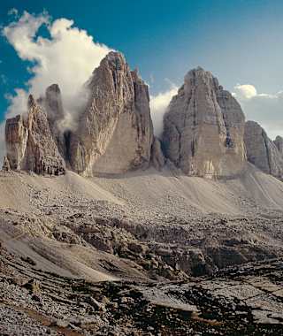 Die Drei Zinnen in berühmter Nordansicht.