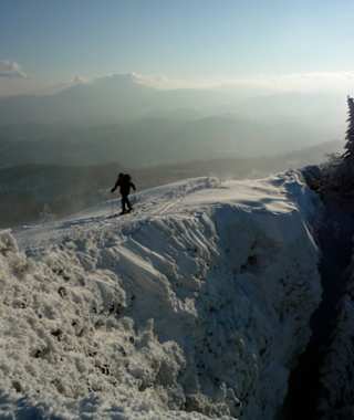 Blick vom Gipfel zum Schneeberg