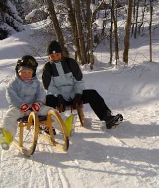 Rodeln unterhalb des Kramerplateuweges