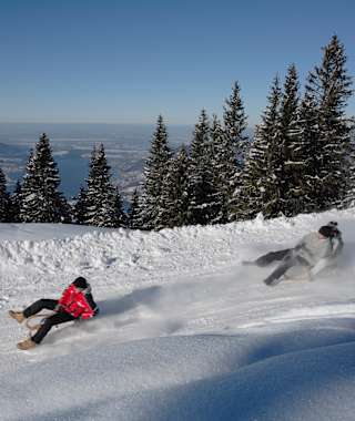 Rasante Rodelpartie von Neureuth runter zum Tegernsee