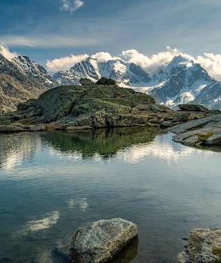 Fuorcla Surlej mit Panorama der Berninagruppe