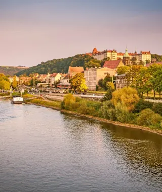 Rauenstein Blick zu Bärenstein bei Sonnenuntergang