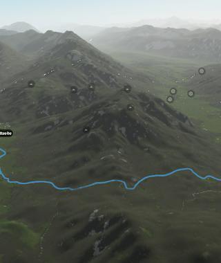 3D-Kartenausschnitt der Wasserwanderung Weißbriach-Kreuzberg-Weißensee