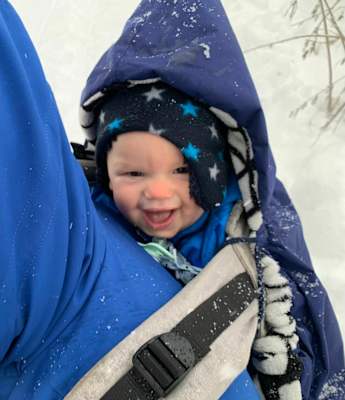 Julian Paschinger und Sohn Tobias beim Winterwandern