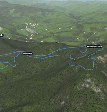 Bergwelten: 3D-Kartenausschnitt der Wanderung auf die Lindaumauer