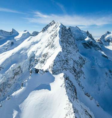 Biancograt auf den Piz Bernina vom Flugzeug aus fotografiert