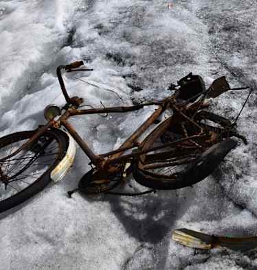 Das Gletscherrad an seinem Fundort in den Ötztaler Alpen