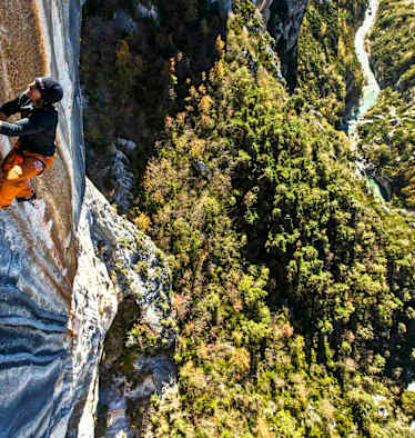 Stefan Glowacz beim Klettern in Verdon