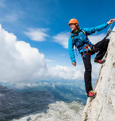 Bergsteiger in einem Klettersteig