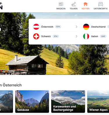 Die neue Hütten-Seite auf Bergwelten.com