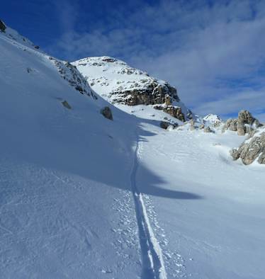 Skitour: Auf dem Weg zur Östlichen Puezspitze in den Dolomiten