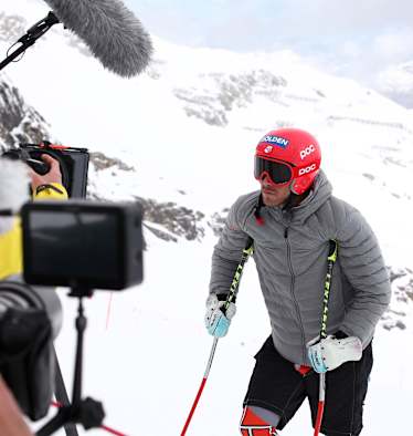 Bode Miller bei Dreharbeiten