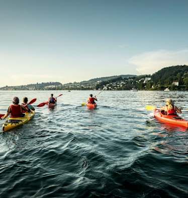 Mit den Kajaks am Vierwaldstättersee.
