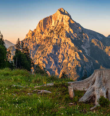 Der Kleine und Große Ödstein im Abendlicht 