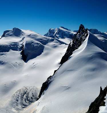 Allalinhorn: Blick in die Allalingruppe in den Walliser Alpen