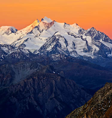 Alphubel: Blick in die Allalingruppe in den Walliser Alpen