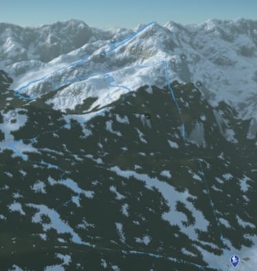 Blaue Stunde am Wahrzeichen von Garmisch-Partenkirchen: der Alpspitze (2.628 m)