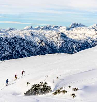 Begleitet von einem herrlichen Panorama geht es stetig bergauf bis zum Gipfel des Hochangers am Loser.
