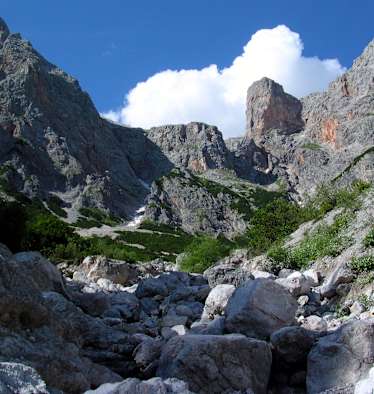 Steiler Abstieg vom Riemannhaus