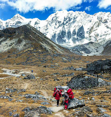 Überschreitung vom Cho La-Pass im Himalaya