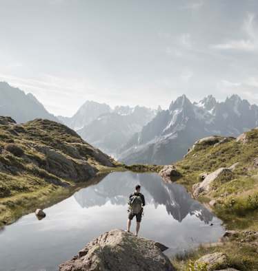 Wanderer vor dem Lac Blanc