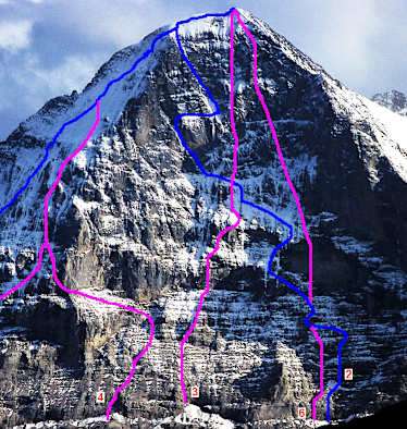 Eiger Nordwand: Routen und John-Harlin-Direttissima