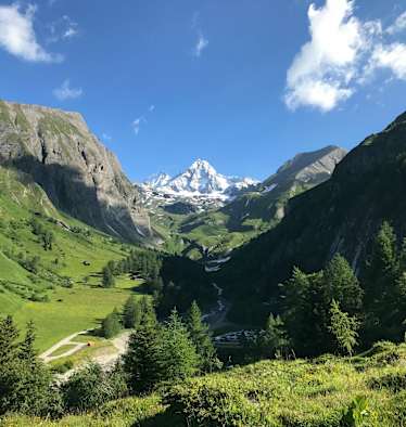 Blick vom Ködnitztal bei Kals auf den Großglockner - der Doppelgipfel ist gut erkennbar. 