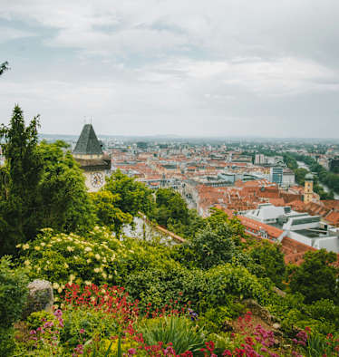 Blick vom Uhrturm über Graz