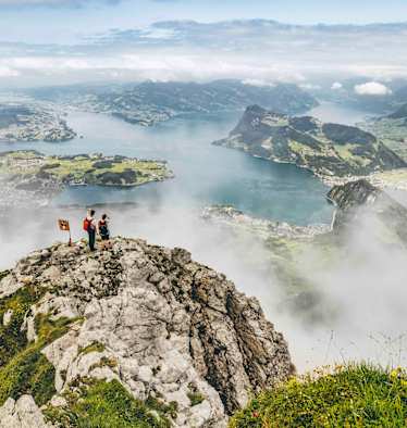 Aussicht von der Rosegg am Pilatus auf den Vierwaldstättersee