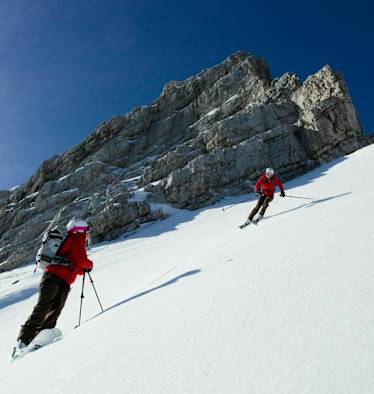 Firnabfahrt von der Alpspitze im Wettersteingebirge